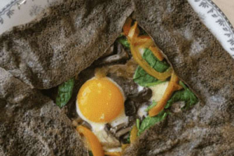 A classic Brittany, France-style buckwheat crepe from La Creperie Ker Briezh.