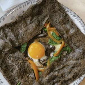 A classic Brittany, France-style buckwheat crepe from La Creperie Ker Briezh.